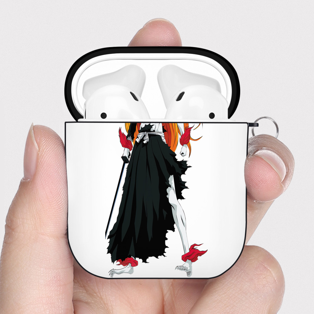 （画像用） ブリーチ 黒崎一護（くろさき いちご）BLEACH Kurosaki Ichigo AirPods 第2世代保護ケース ハードシェル ブラック 耐衝撃・防指紋・カラビナ付き