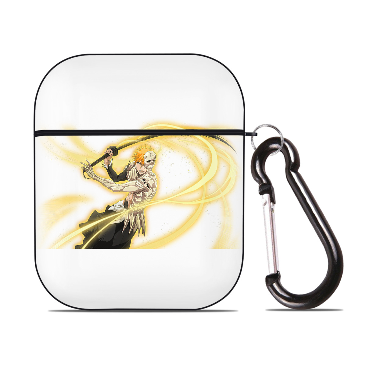 （画像用） ブリーチ 黒崎一護（くろさき いちご）BLEACH Kurosaki Ichigo AirPods 第2世代保護ケース ハードシェル ブラック 耐衝撃・防指紋・カラビナ付き