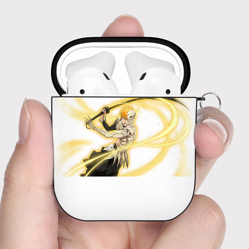 （画像用） ブリーチ 黒崎一護（くろさき いちご）BLEACH Kurosaki Ichigo AirPods 第2世代保護ケース ハードシェル ブラック 耐衝撃・防指紋・カラビナ付き