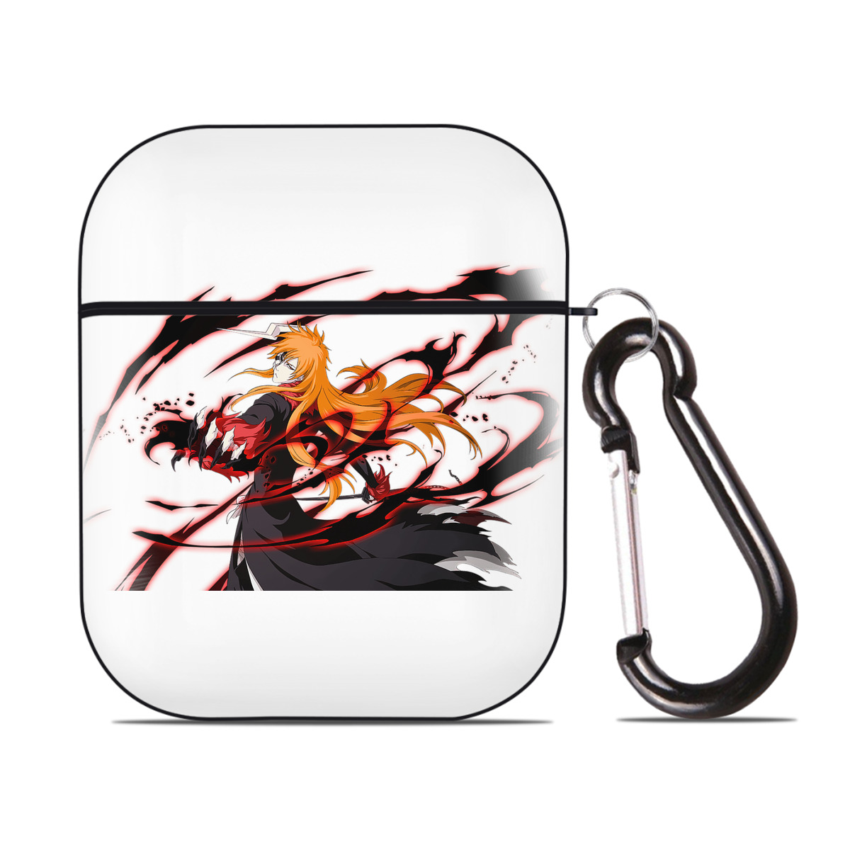 （画像用） ブリーチ 黒崎一護（くろさき いちご）BLEACH Kurosaki Ichigo AirPods 第2世代保護ケース ハードシェル ブラック 耐衝撃・防指紋・カラビナ付き