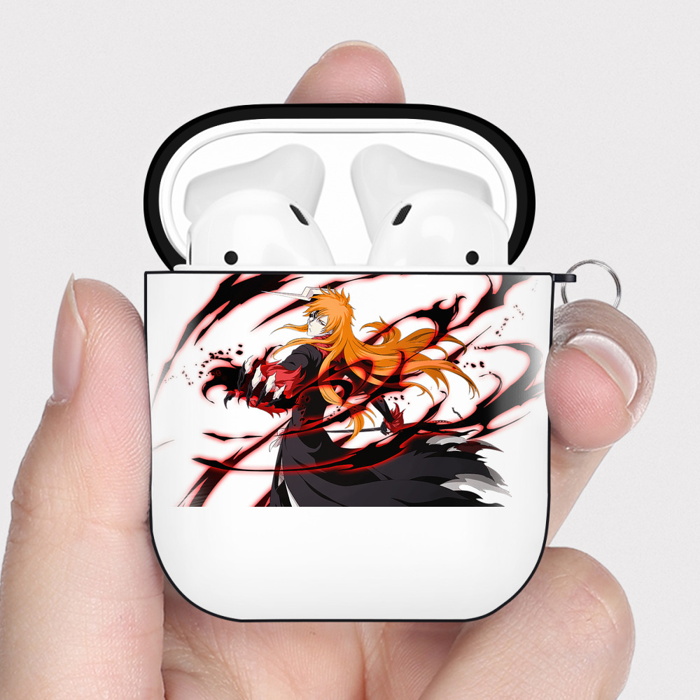 （画像用） ブリーチ 黒崎一護（くろさき いちご）BLEACH Kurosaki Ichigo AirPods 第2世代保護ケース ハードシェル ブラック 耐衝撃・防指紋・カラビナ付き