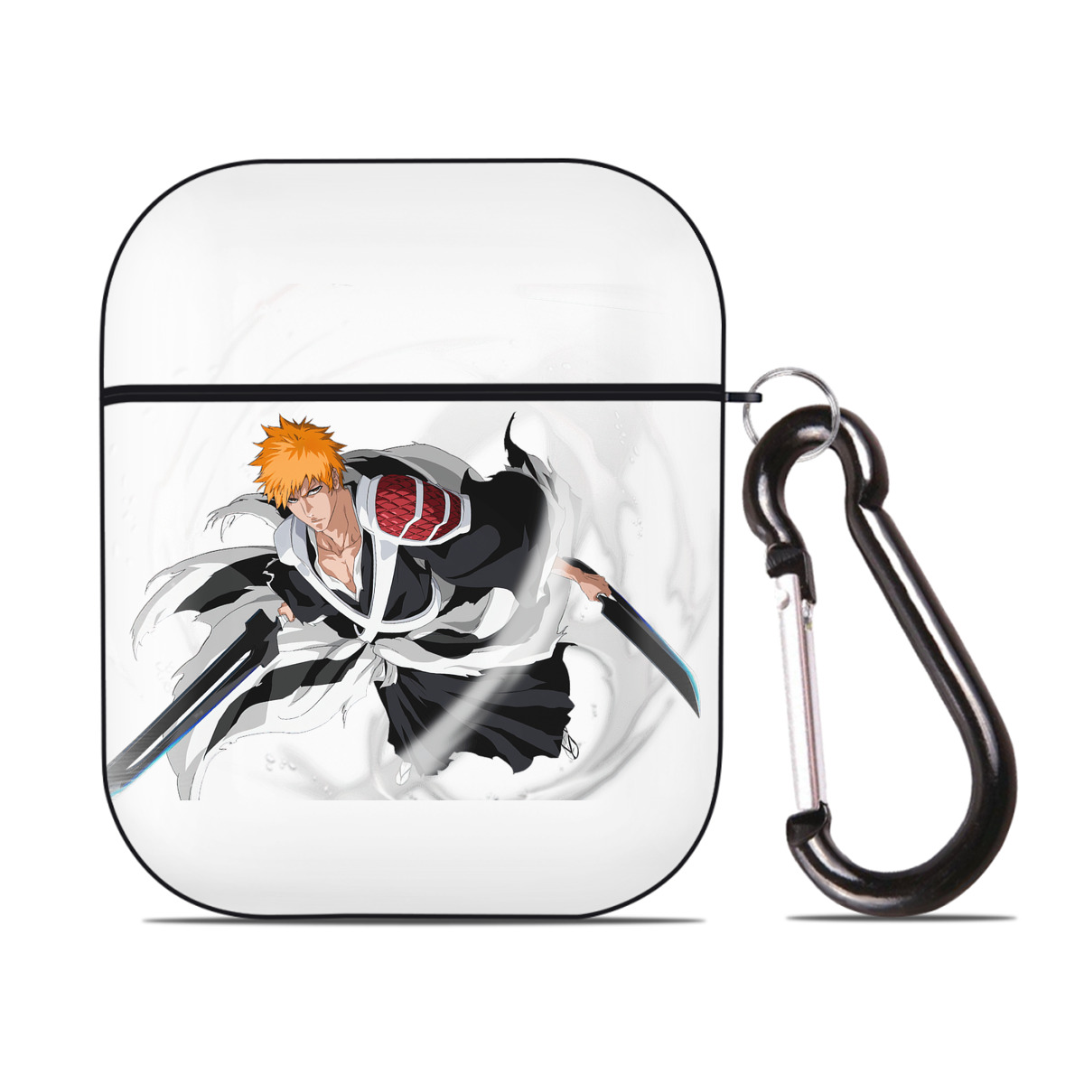 （画像用） ブリーチ 黒崎一護（くろさき いちご）BLEACH Kurosaki Ichigo AirPods 第2世代保護ケース ハードシェル ブラック 耐衝撃・防指紋・カラビナ付き