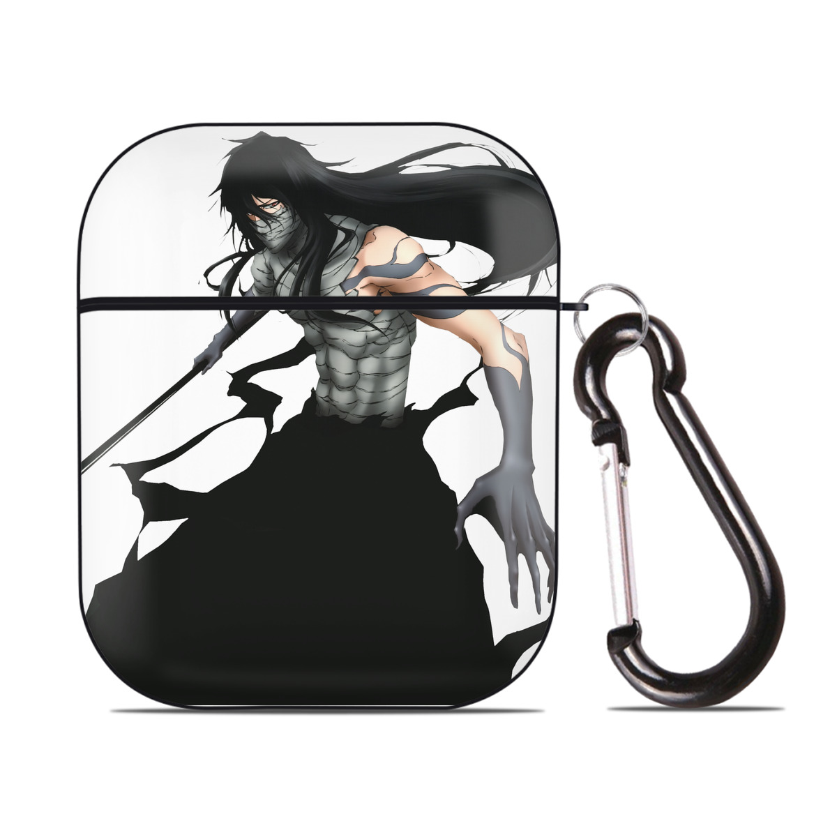 （画像用） ブリーチ 黒崎一護（くろさき いちご）BLEACH Kurosaki Ichigo AirPods 第2世代保護ケース ハードシェル ブラック 耐衝撃・防指紋・カラビナ付き