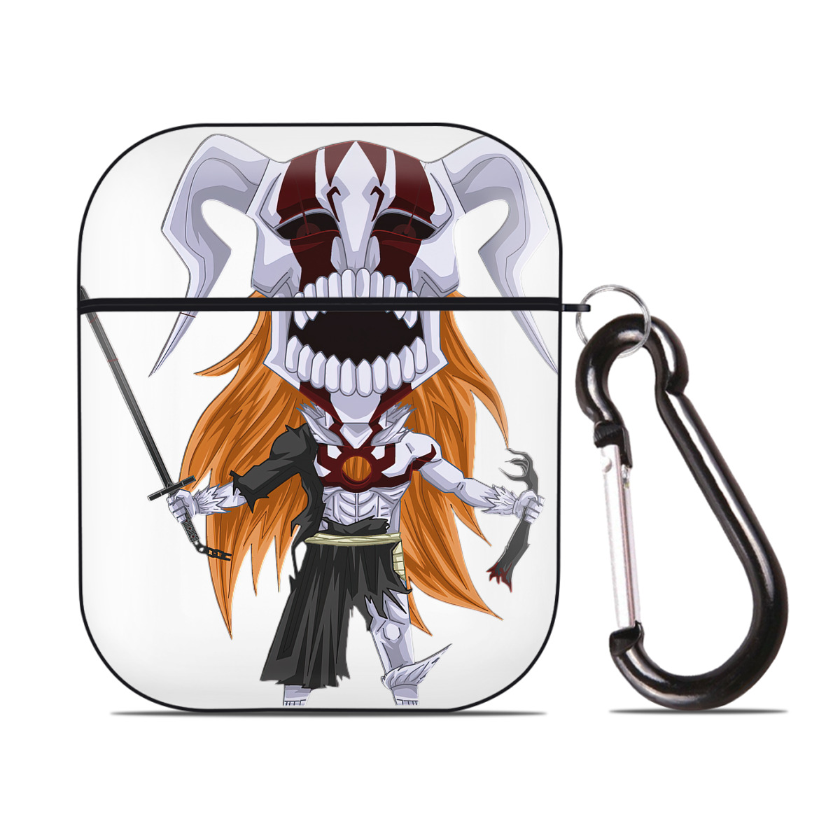 （画像用） ブリーチ 黒崎一護（くろさき いちご）BLEACH Kurosaki Ichigo AirPods 第2世代保護ケース ハードシェル ブラック 耐衝撃・防指紋・カラビナ付き
