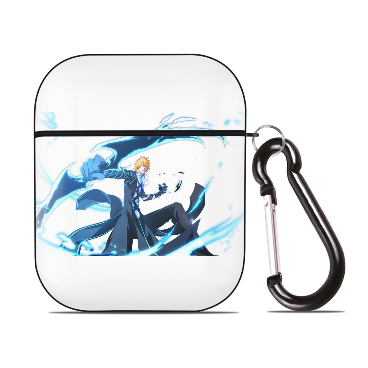 （画像用） ブリーチ 黒崎一護（くろさき いちご）BLEACH Kurosaki Ichigo AirPods 第2世代保護ケース ハードシェル ブラック 耐衝撃・防指紋・カラビナ付き