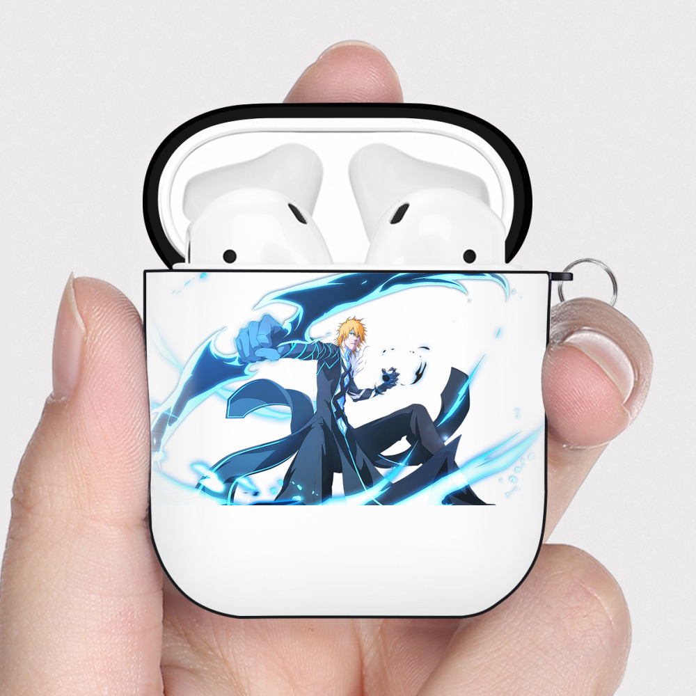 （画像用） ブリーチ 黒崎一護（くろさき いちご）BLEACH Kurosaki Ichigo AirPods 第2世代保護ケース ハードシェル ブラック 耐衝撃・防指紋・カラビナ付き