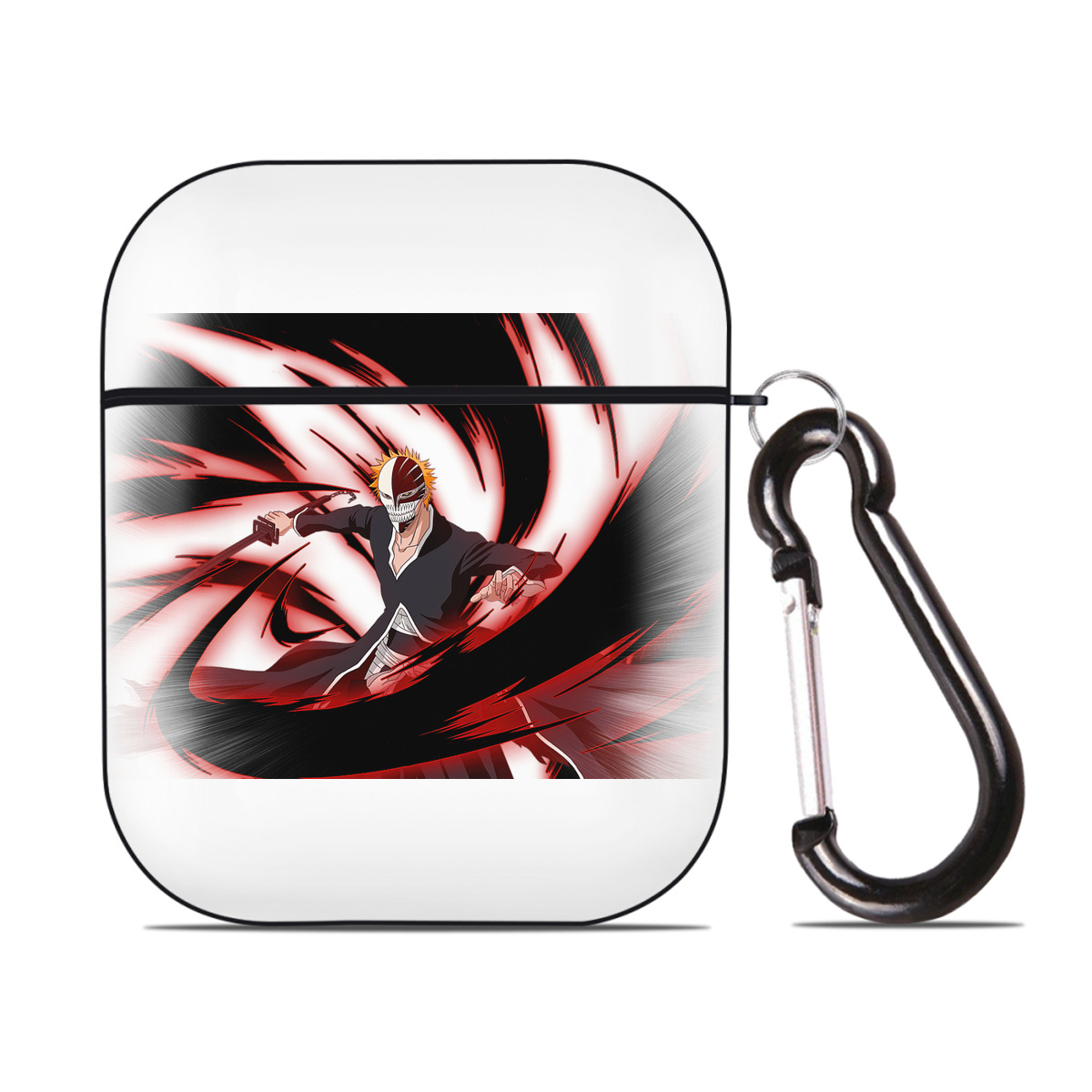 （画像用） ブリーチ 黒崎一護（くろさき いちご）BLEACH Kurosaki Ichigo AirPods 第2世代保護ケース ハードシェル ブラック 耐衝撃・防指紋・カラビナ付き