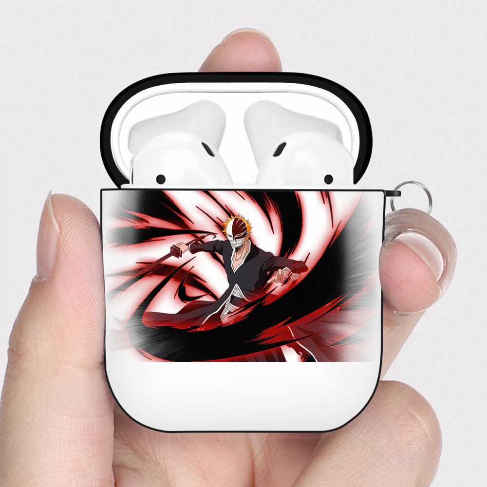 （画像用） ブリーチ 黒崎一護（くろさき いちご）BLEACH Kurosaki Ichigo AirPods 第2世代保護ケース ハードシェル ブラック 耐衝撃・防指紋・カラビナ付き