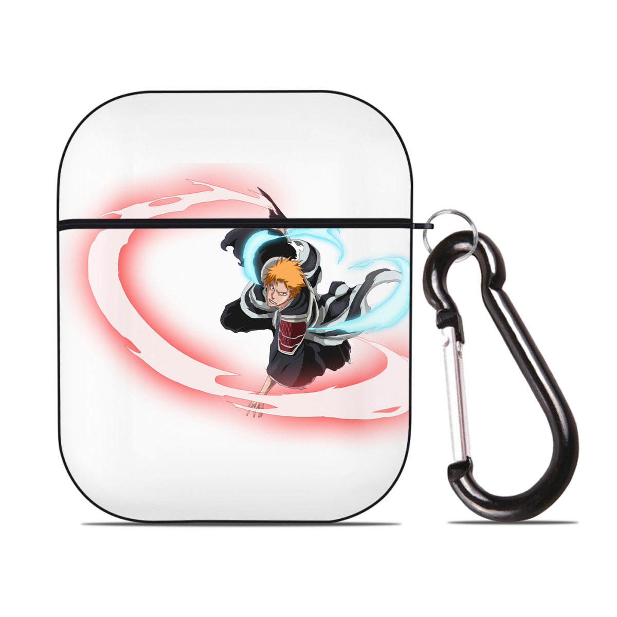 （画像用） ブリーチ 黒崎一護（くろさき いちご）BLEACH Kurosaki Ichigo AirPods 第2世代保護ケース ハードシェル ブラック 耐衝撃・防指紋・カラビナ付き