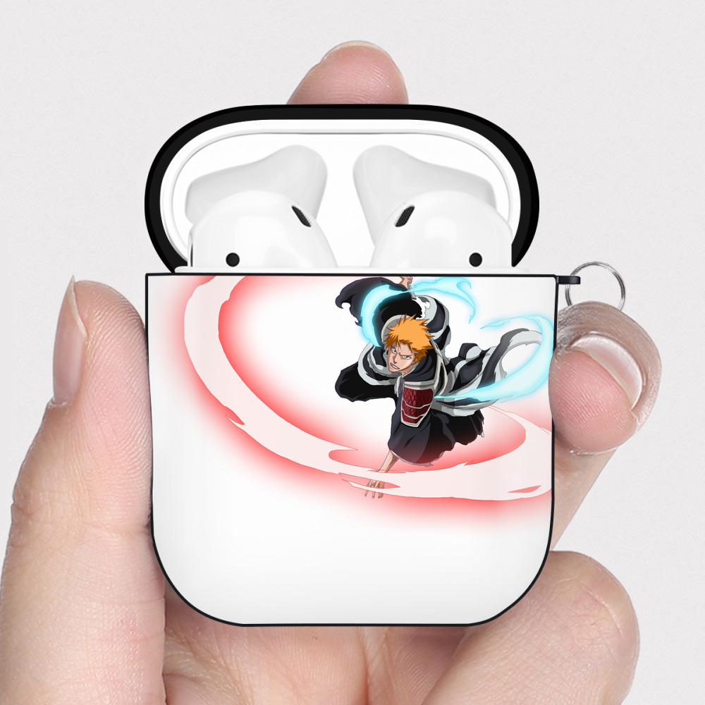（画像用） ブリーチ 黒崎一護（くろさき いちご）BLEACH Kurosaki Ichigo AirPods 第2世代保護ケース ハードシェル ブラック 耐衝撃・防指紋・カラビナ付き