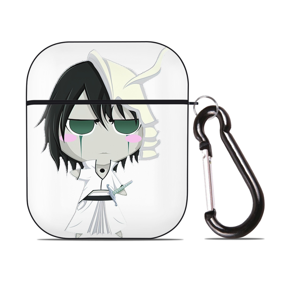 （画像用） ブリーチ ウルキオラ·シファー BLEACH Ulquiorra cifer AirPods 第2世代保護ケース ハードシェル ブラック 耐衝撃・防指紋・カラビナ付き