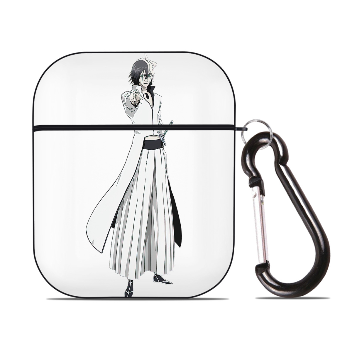 （画像用） ブリーチ ウルキオラ·シファー BLEACH Ulquiorra cifer AirPods 第2世代保護ケース ハードシェル ブラック 耐衝撃・防指紋・カラビナ付き