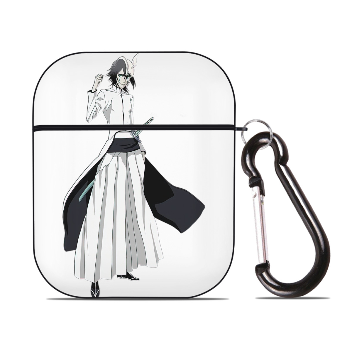 （画像用） ブリーチ ウルキオラ·シファー BLEACH Ulquiorra cifer AirPods 第2世代保護ケース ハードシェル ブラック 耐衝撃・防指紋・カラビナ付き