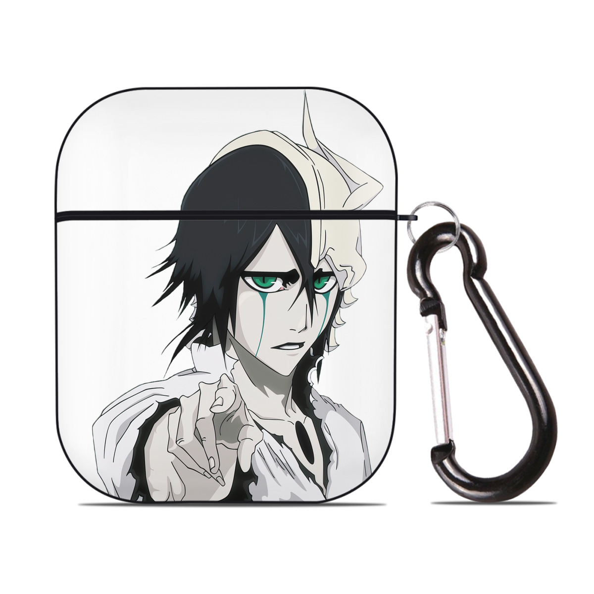 （画像用） ブリーチ ウルキオラ·シファー BLEACH Ulquiorra cifer AirPods 第2世代保護ケース ハードシェル ブラック 耐衝撃・防指紋・カラビナ付き