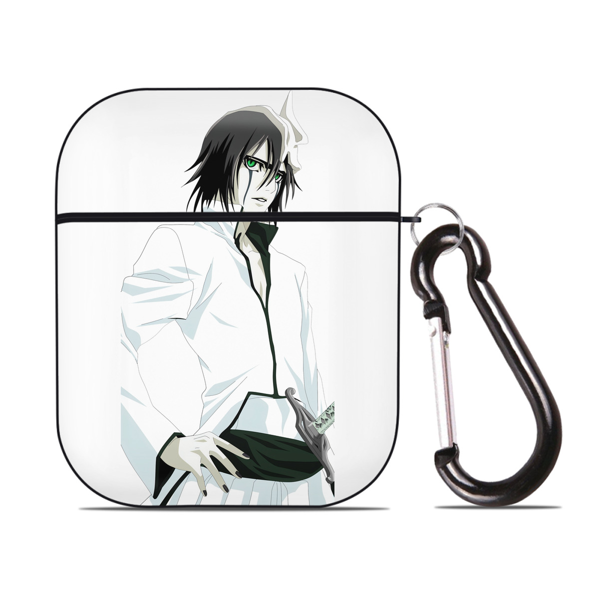 （画像用） ブリーチ ウルキオラ·シファー BLEACH Ulquiorra cifer AirPods 第2世代保護ケース ハードシェル ブラック 耐衝撃・防指紋・カラビナ付き