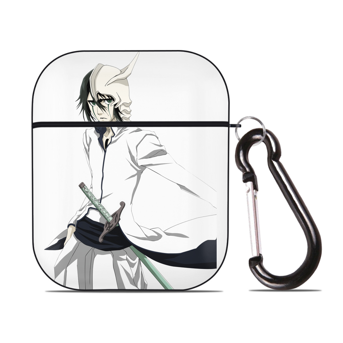 （画像用） ブリーチ ウルキオラ·シファー BLEACH Ulquiorra cifer AirPods 第2世代保護ケース ハードシェル ブラック 耐衝撃・防指紋・カラビナ付き