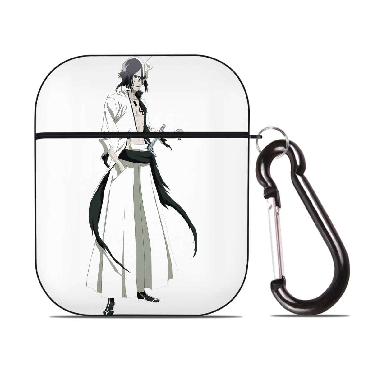 （画像用） ブリーチ ウルキオラ·シファー BLEACH Ulquiorra cifer AirPods 第2世代保護ケース ハードシェル ブラック 耐衝撃・防指紋・カラビナ付き