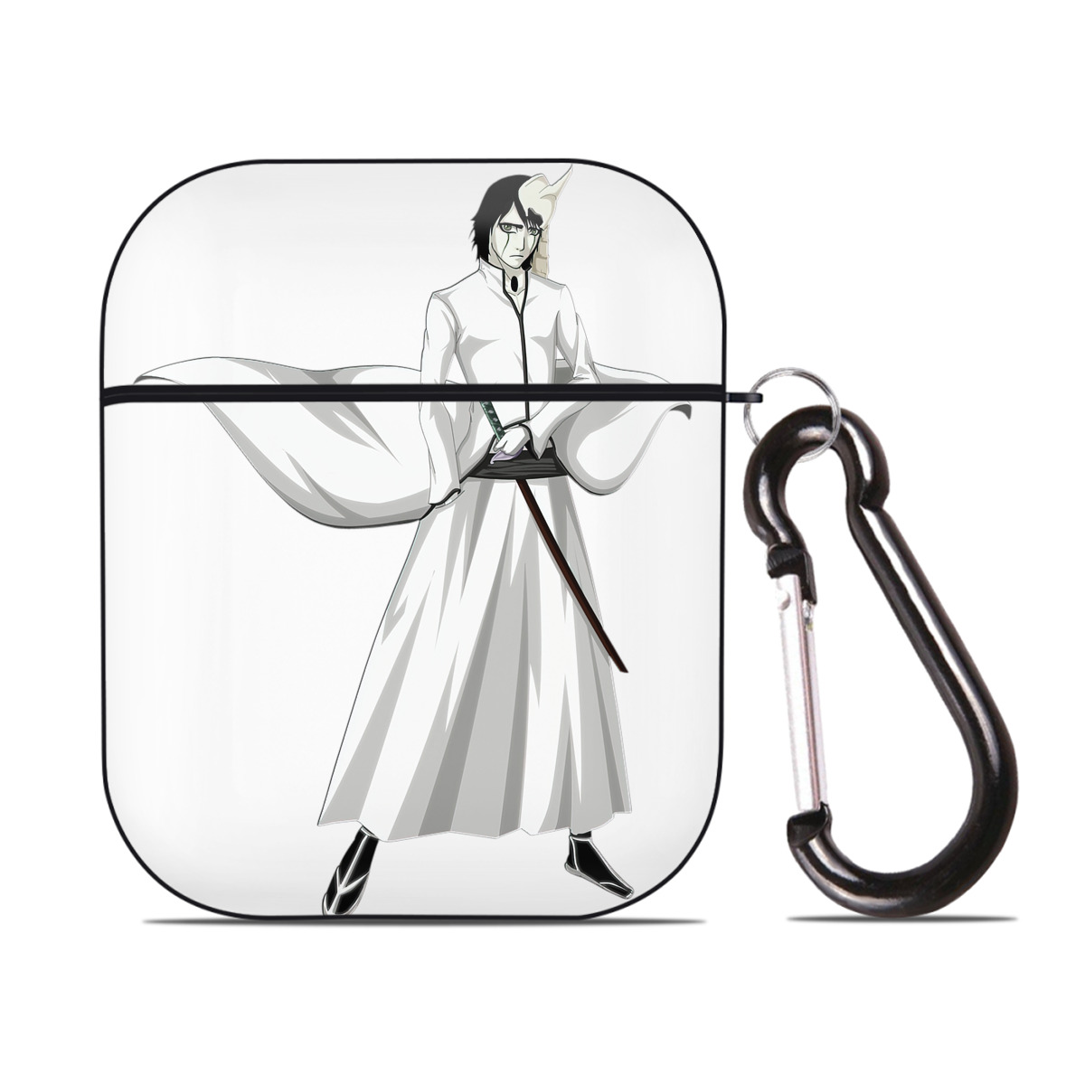 （画像用） ブリーチ ウルキオラ·シファー BLEACH Ulquiorra cifer AirPods 第2世代保護ケース ハードシェル ブラック 耐衝撃・防指紋・カラビナ付き