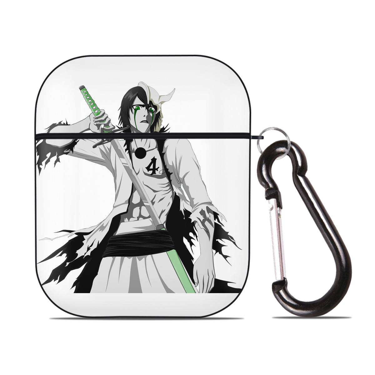 （画像用） ブリーチ ウルキオラ·シファー BLEACH Ulquiorra cifer AirPods 第2世代保護ケース ハードシェル ブラック 耐衝撃・防指紋・カラビナ付き