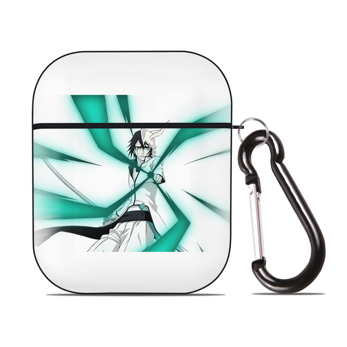 （画像用） ブリーチ ウルキオラ·シファー BLEACH Ulquiorra cifer AirPods 第2世代保護ケース ハードシェル ブラック 耐衝撃・防指紋・カラビナ付き