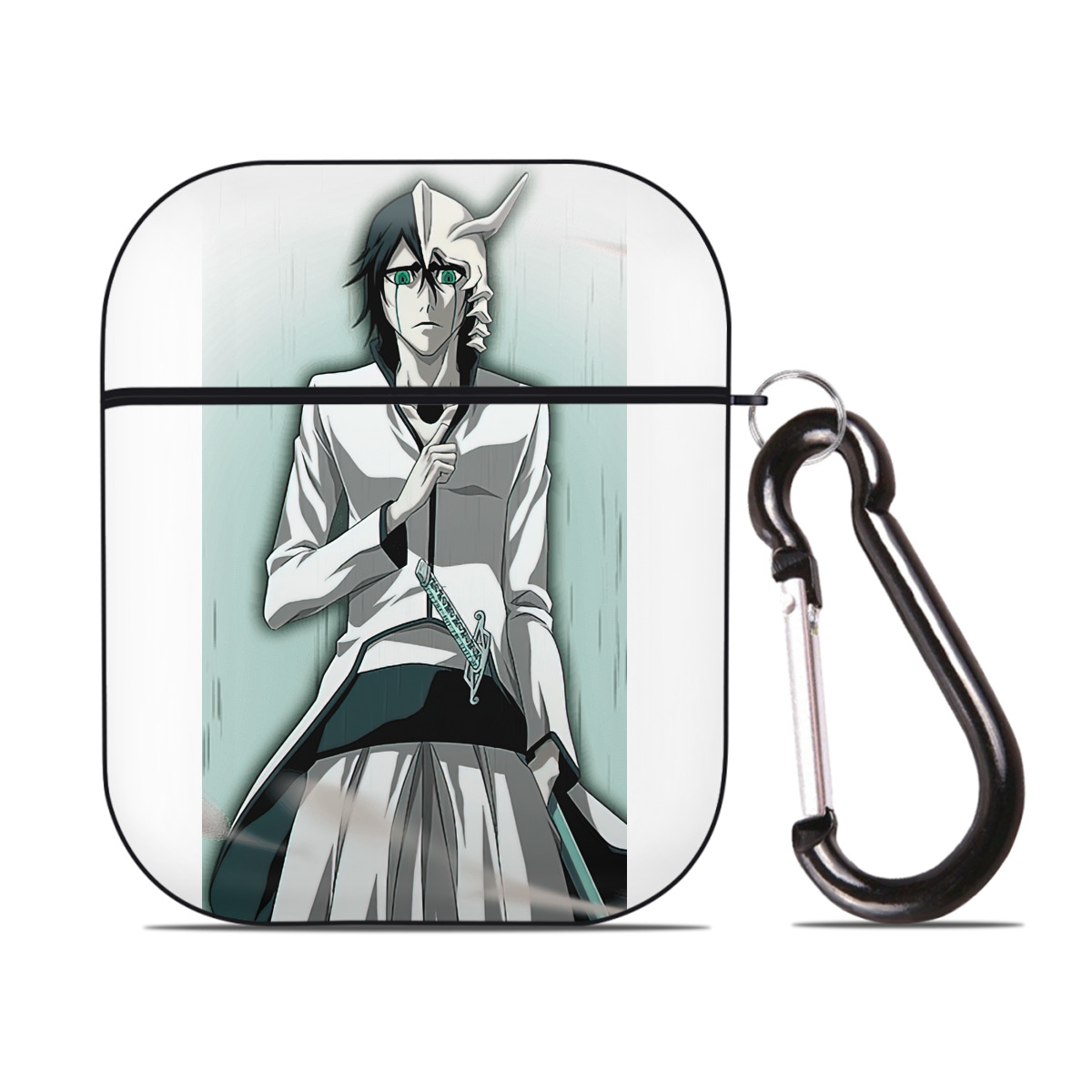 （画像用） ブリーチ ウルキオラ·シファー BLEACH Ulquiorra cifer AirPods 第2世代保護ケース ハードシェル ブラック 耐衝撃・防指紋・カラビナ付き