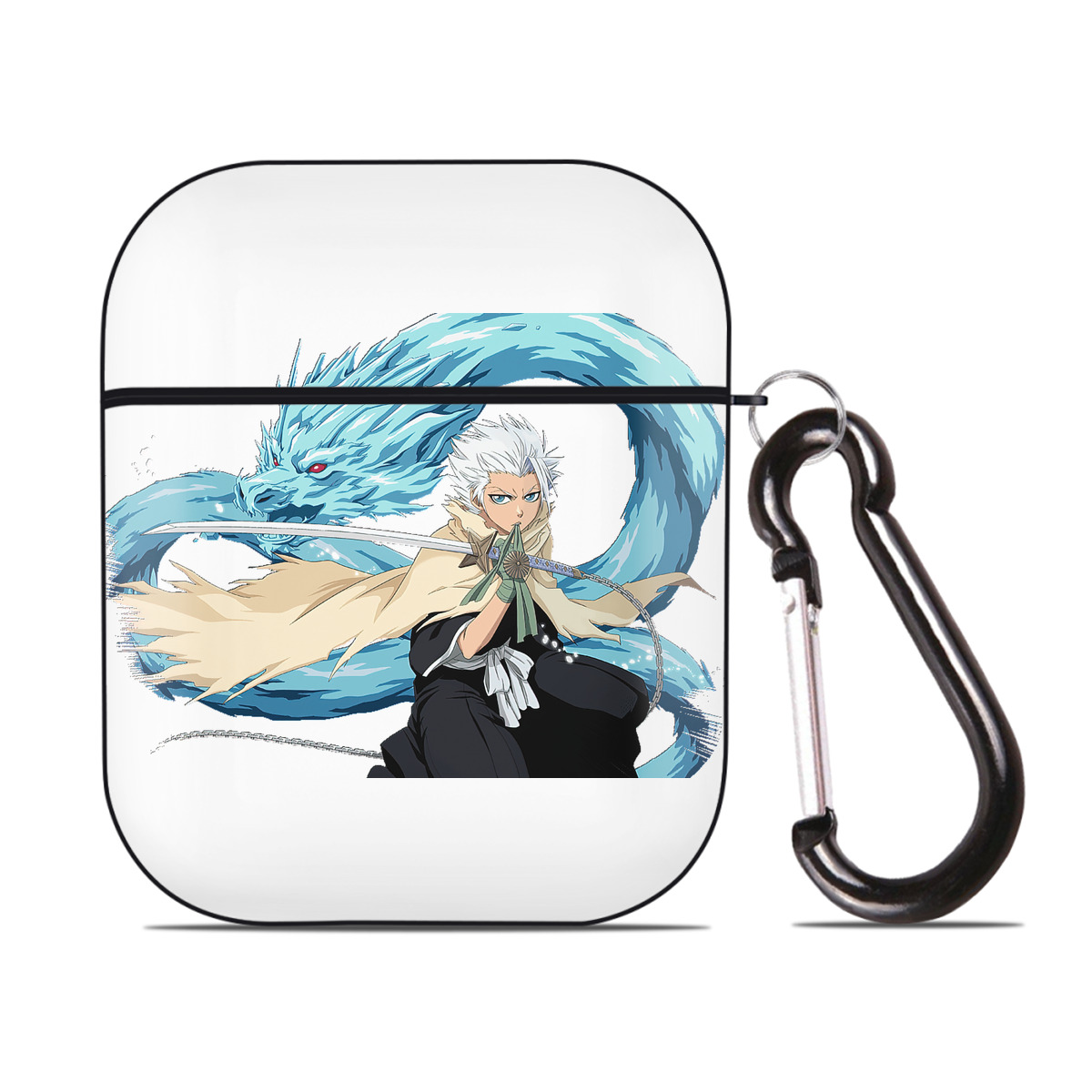 （画像用） ブリーチ 日番谷冬獅郎（ひつがや とうしろう） BLEACH Hitsugaya Toushirou AirPods 第2世代保護ケース ハードシェル ブラック 耐衝撃・防指紋・カラビナ付き