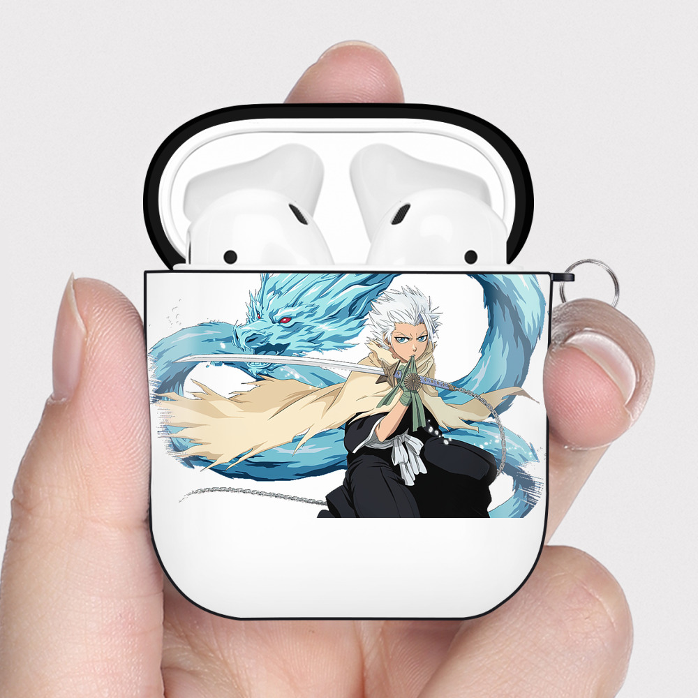 （画像用） ブリーチ 日番谷冬獅郎（ひつがや とうしろう） BLEACH Hitsugaya Toushirou AirPods 第2世代保護ケース ハードシェル ブラック 耐衝撃・防指紋・カラビナ付き