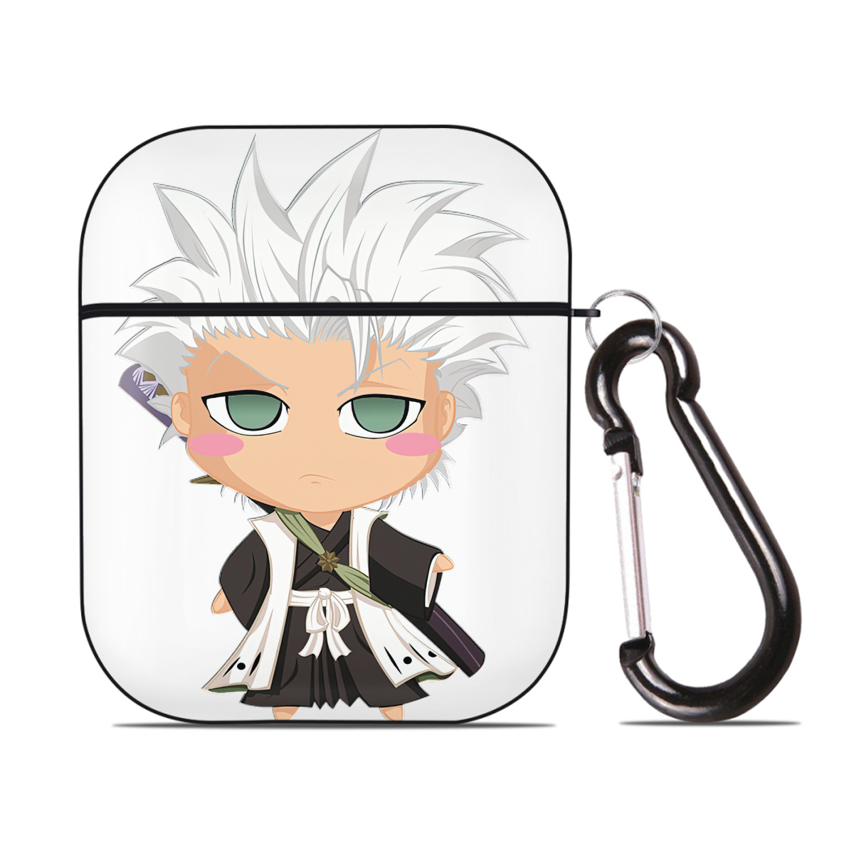 （画像用） ブリーチ 日番谷冬獅郎（ひつがや とうしろう） BLEACH Hitsugaya Toushirou AirPods 第2世代保護ケース ハードシェル ブラック 耐衝撃・防指紋・カラビナ付き