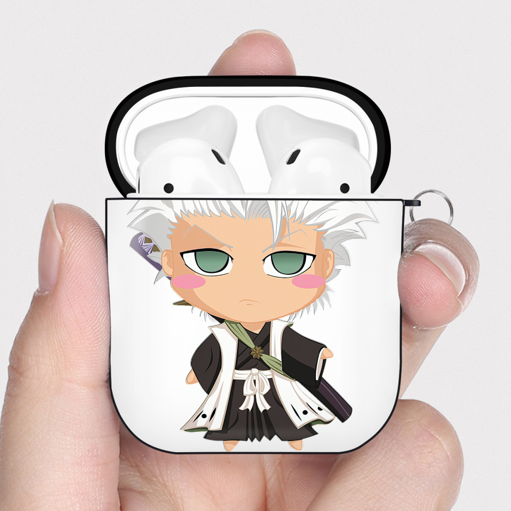 （画像用） ブリーチ 日番谷冬獅郎（ひつがや とうしろう） BLEACH Hitsugaya Toushirou AirPods 第2世代保護ケース ハードシェル ブラック 耐衝撃・防指紋・カラビナ付き