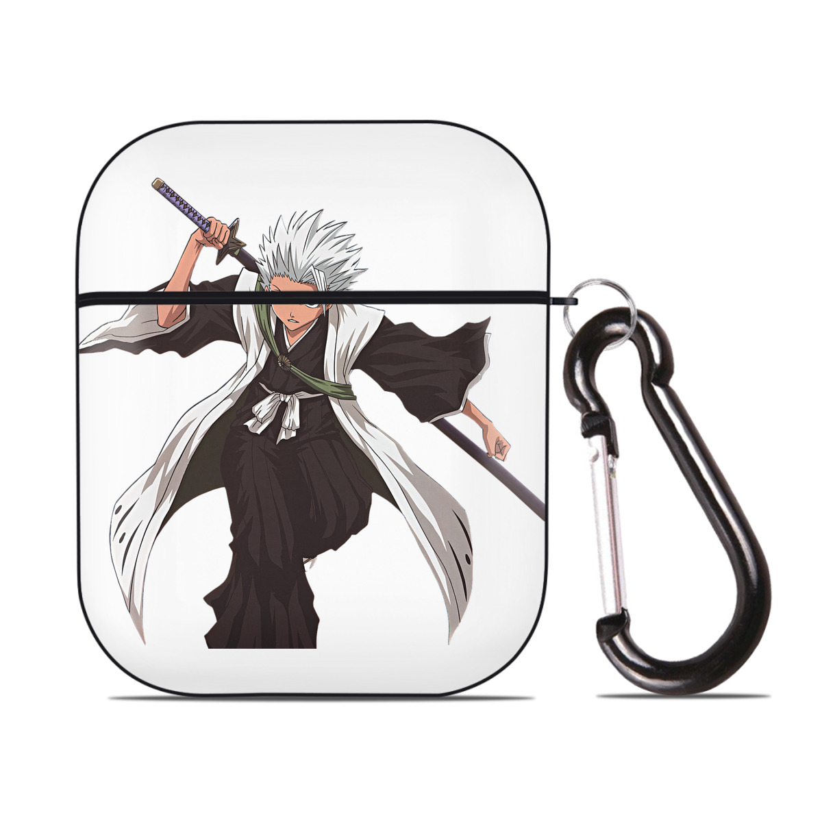 （画像用） ブリーチ 日番谷冬獅郎（ひつがや とうしろう） BLEACH Hitsugaya Toushirou AirPods 第2世代保護ケース ハードシェル ブラック 耐衝撃・防指紋・カラビナ付き