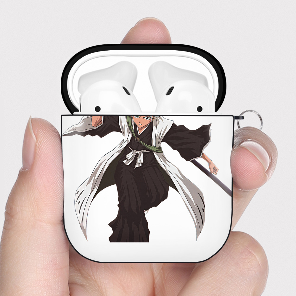 （画像用） ブリーチ 日番谷冬獅郎（ひつがや とうしろう） BLEACH Hitsugaya Toushirou AirPods 第2世代保護ケース ハードシェル ブラック 耐衝撃・防指紋・カラビナ付き