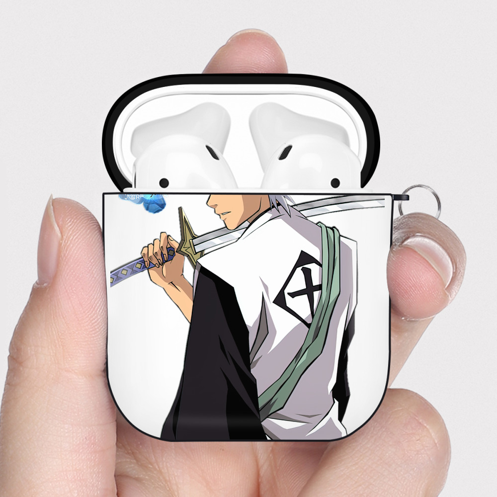 （画像用） ブリーチ 日番谷冬獅郎（ひつがや とうしろう） BLEACH Hitsugaya Toushirou AirPods 第2世代保護ケース ハードシェル ブラック 耐衝撃・防指紋・カラビナ付き
