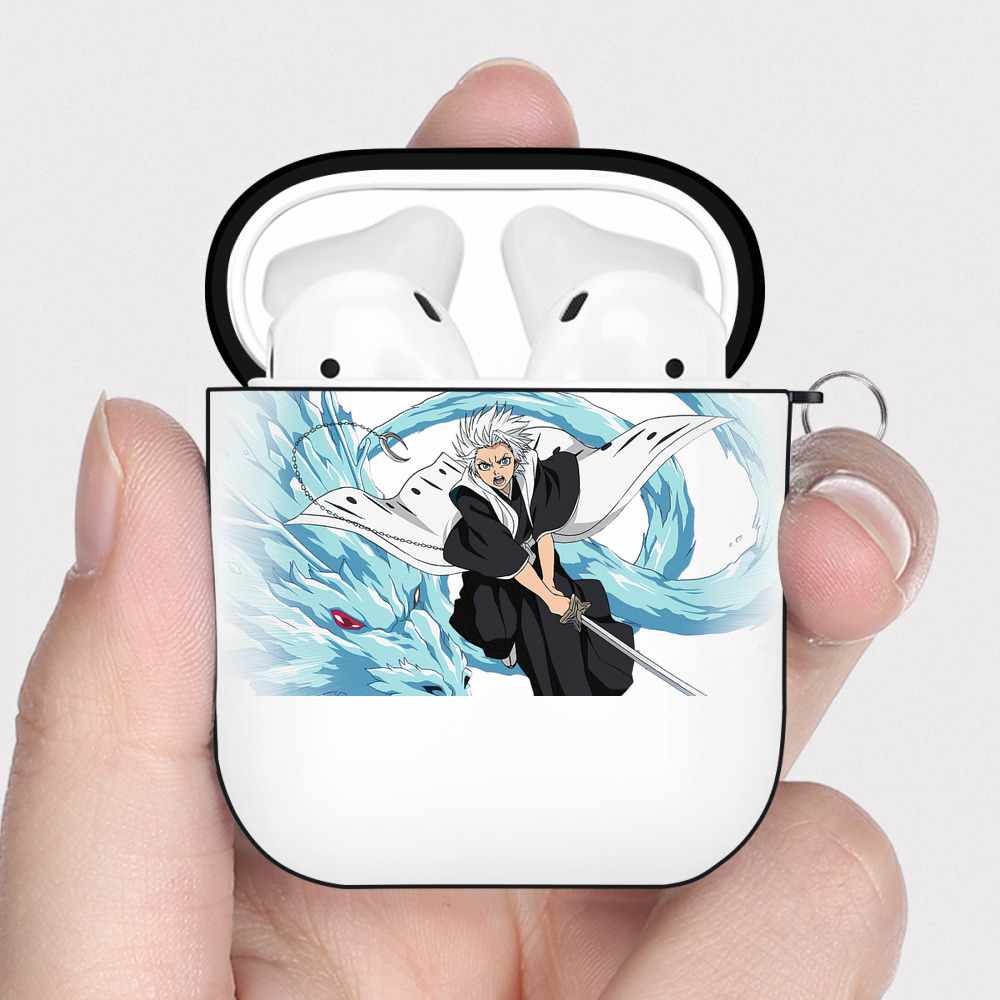 （画像用） ブリーチ 日番谷冬獅郎（ひつがや とうしろう） BLEACH Hitsugaya Toushirou AirPods 第2世代保護ケース ハードシェル ブラック 耐衝撃・防指紋・カラビナ付き