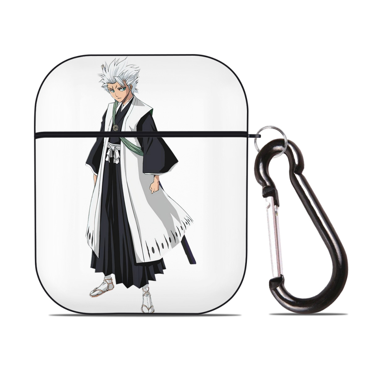 （画像用） ブリーチ 日番谷冬獅郎（ひつがや とうしろう） BLEACH Hitsugaya Toushirou AirPods 第2世代保護ケース ハードシェル ブラック 耐衝撃・防指紋・カラビナ付き