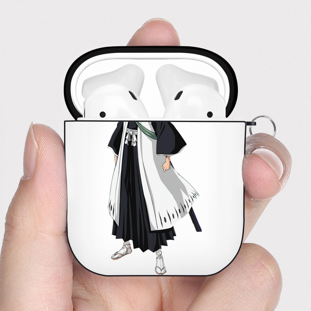 （画像用） ブリーチ 日番谷冬獅郎（ひつがや とうしろう） BLEACH Hitsugaya Toushirou AirPods 第2世代保護ケース ハードシェル ブラック 耐衝撃・防指紋・カラビナ付き