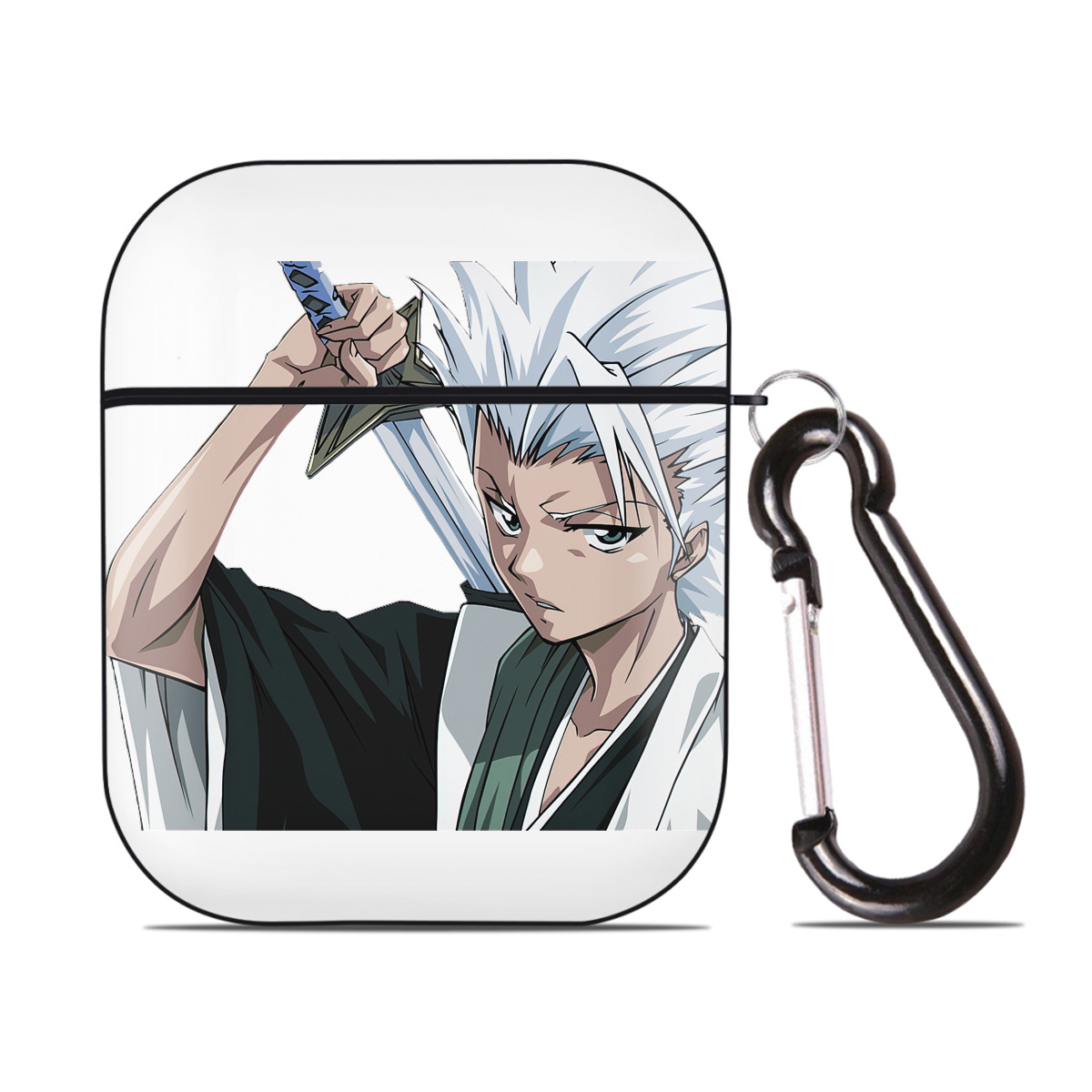 （画像用） ブリーチ 日番谷冬獅郎（ひつがや とうしろう） BLEACH Hitsugaya Toushirou AirPods 第2世代保護ケース ハードシェル ブラック 耐衝撃・防指紋・カラビナ付き