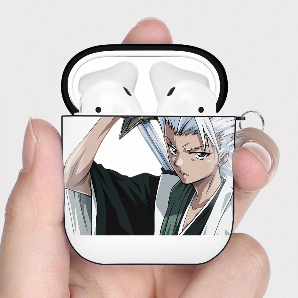 （画像用） ブリーチ 日番谷冬獅郎（ひつがや とうしろう） BLEACH Hitsugaya Toushirou AirPods 第2世代保護ケース ハードシェル ブラック 耐衝撃・防指紋・カラビナ付き