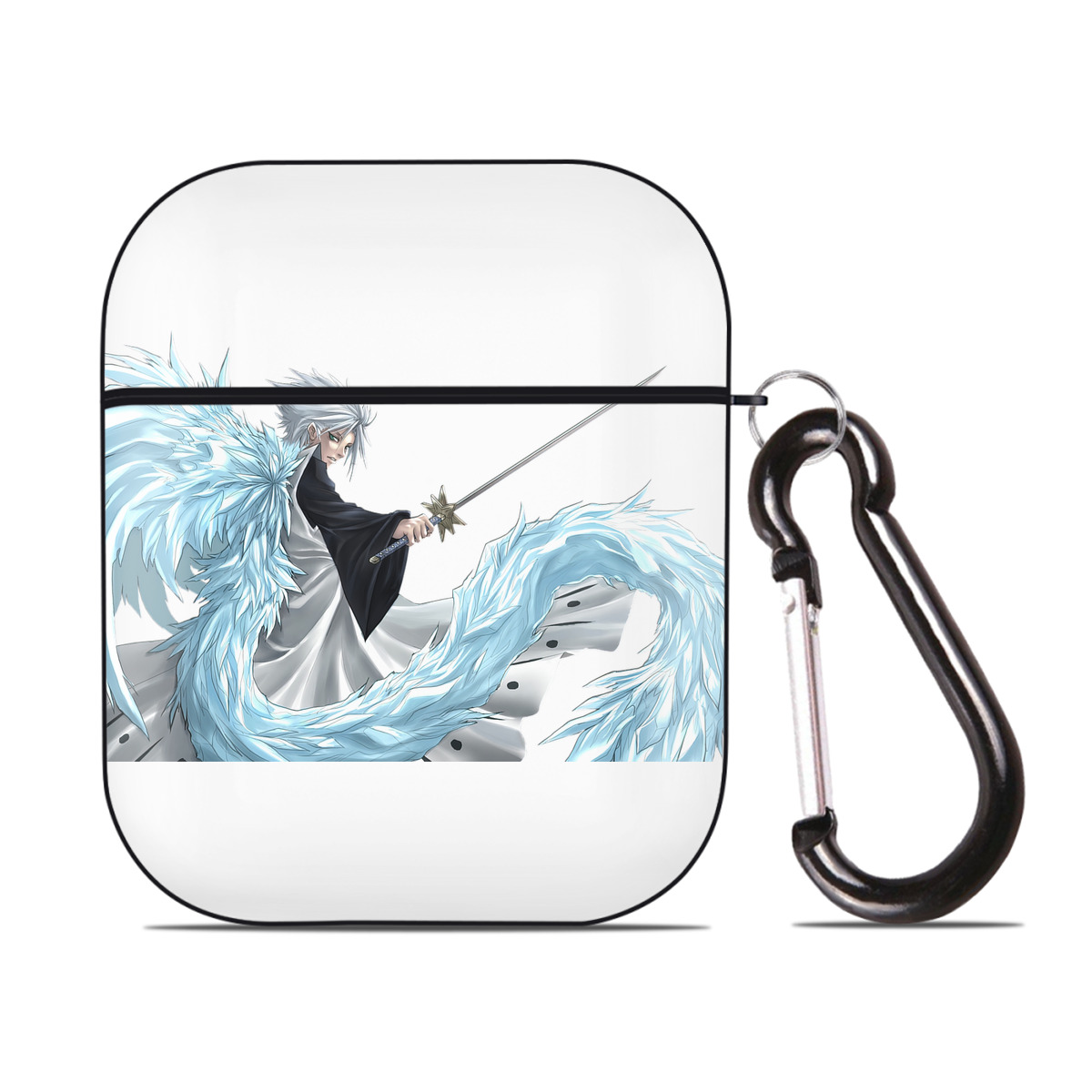 （画像用） ブリーチ 日番谷冬獅郎（ひつがや とうしろう） BLEACH Hitsugaya Toushirou AirPods 第2世代保護ケース ハードシェル ブラック 耐衝撃・防指紋・カラビナ付き