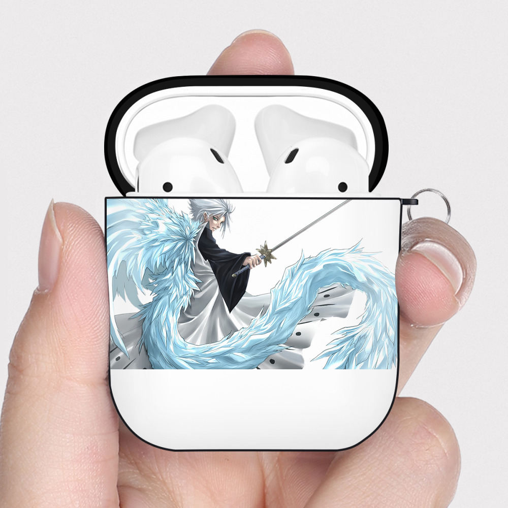 （画像用） ブリーチ 日番谷冬獅郎（ひつがや とうしろう） BLEACH Hitsugaya Toushirou AirPods 第2世代保護ケース ハードシェル ブラック 耐衝撃・防指紋・カラビナ付き
