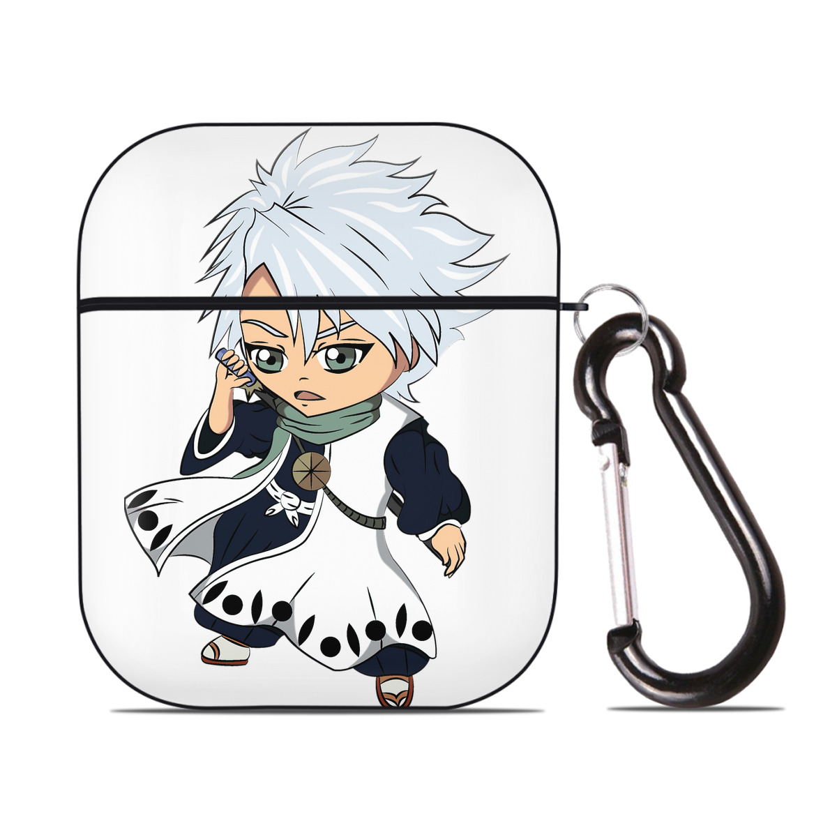 （画像用） ブリーチ 日番谷冬獅郎（ひつがや とうしろう） BLEACH Hitsugaya Toushirou AirPods 第2世代保護ケース ハードシェル ブラック 耐衝撃・防指紋・カラビナ付き
