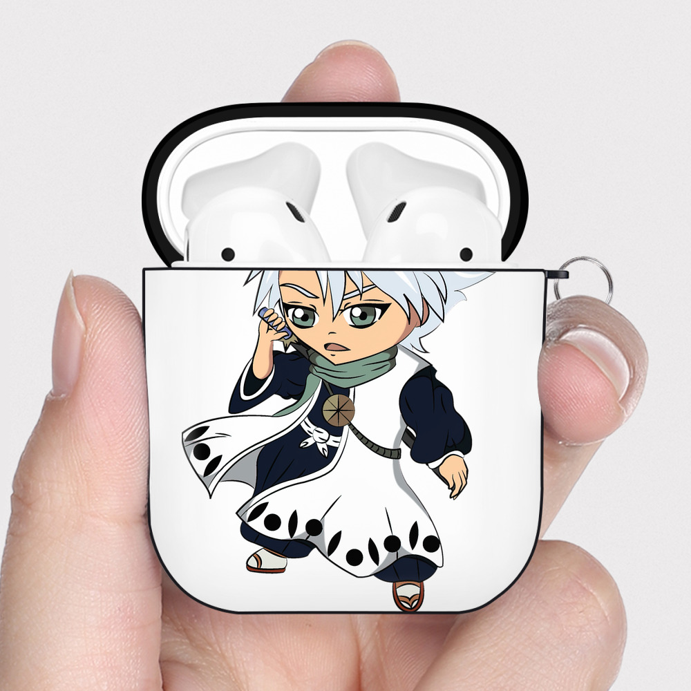 （画像用） ブリーチ 日番谷冬獅郎（ひつがや とうしろう） BLEACH Hitsugaya Toushirou AirPods 第2世代保護ケース ハードシェル ブラック 耐衝撃・防指紋・カラビナ付き