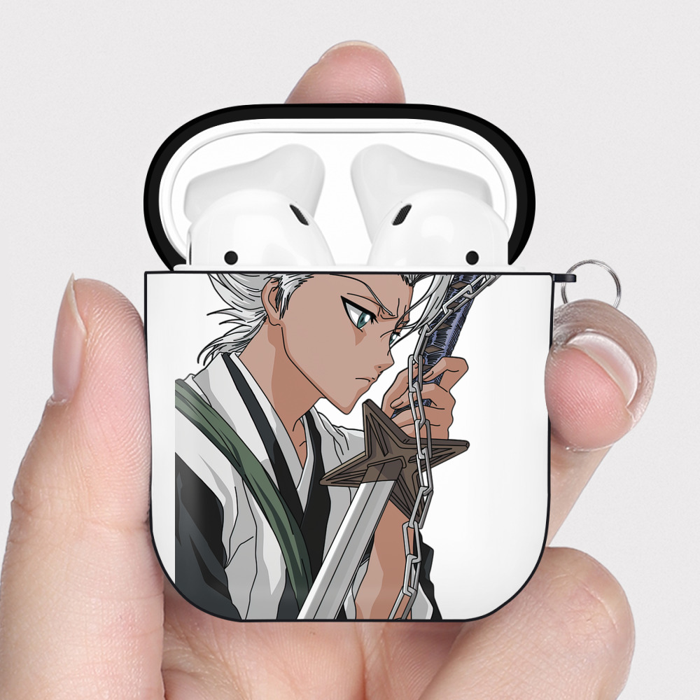 （画像用） ブリーチ 日番谷冬獅郎（ひつがや とうしろう） BLEACH Hitsugaya Toushirou AirPods 第2世代保護ケース ハードシェル ブラック 耐衝撃・防指紋・カラビナ付き