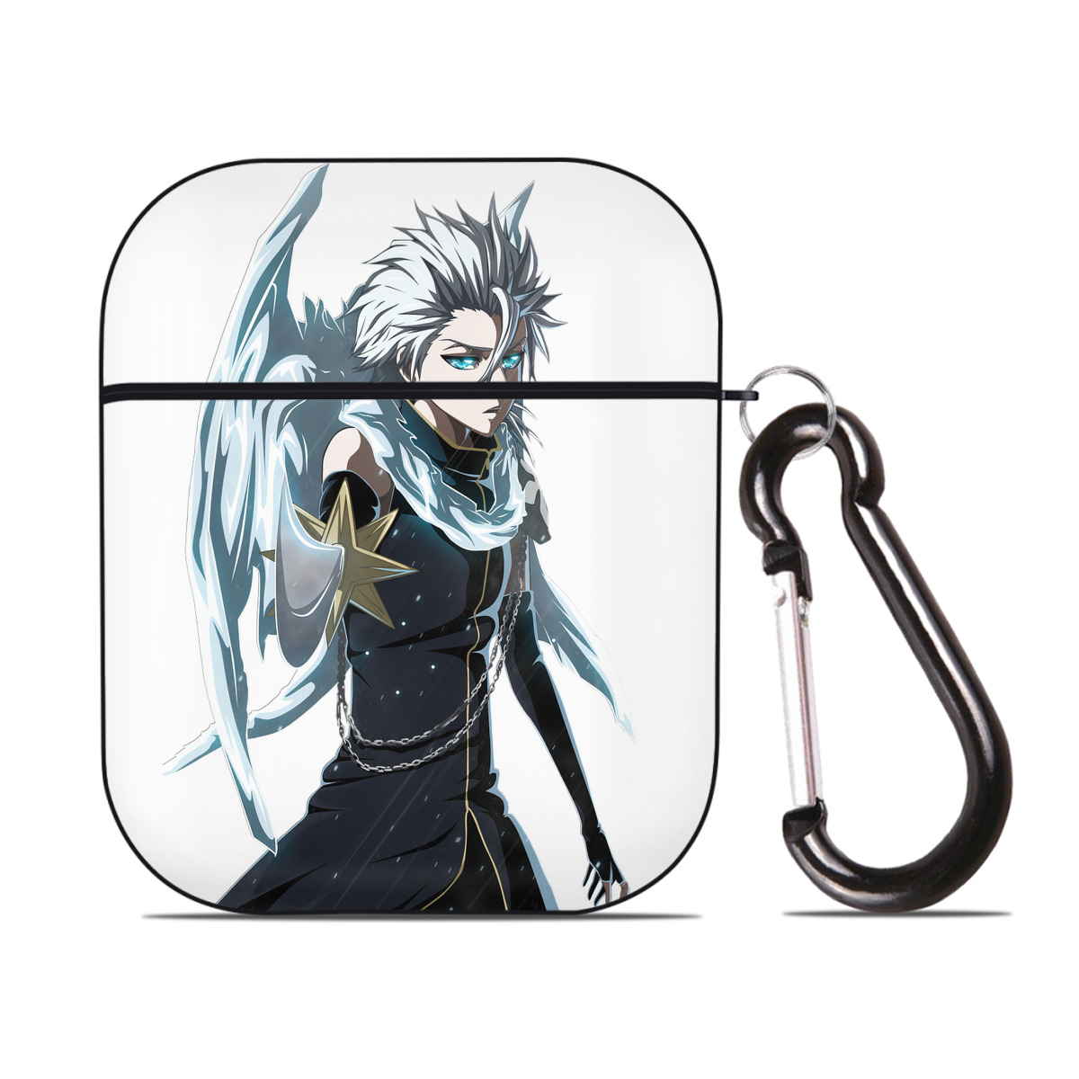 （画像用） ブリーチ 日番谷冬獅郎（ひつがや とうしろう） BLEACH Hitsugaya Toushirou AirPods 第2世代保護ケース ハードシェル ブラック 耐衝撃・防指紋・カラビナ付き