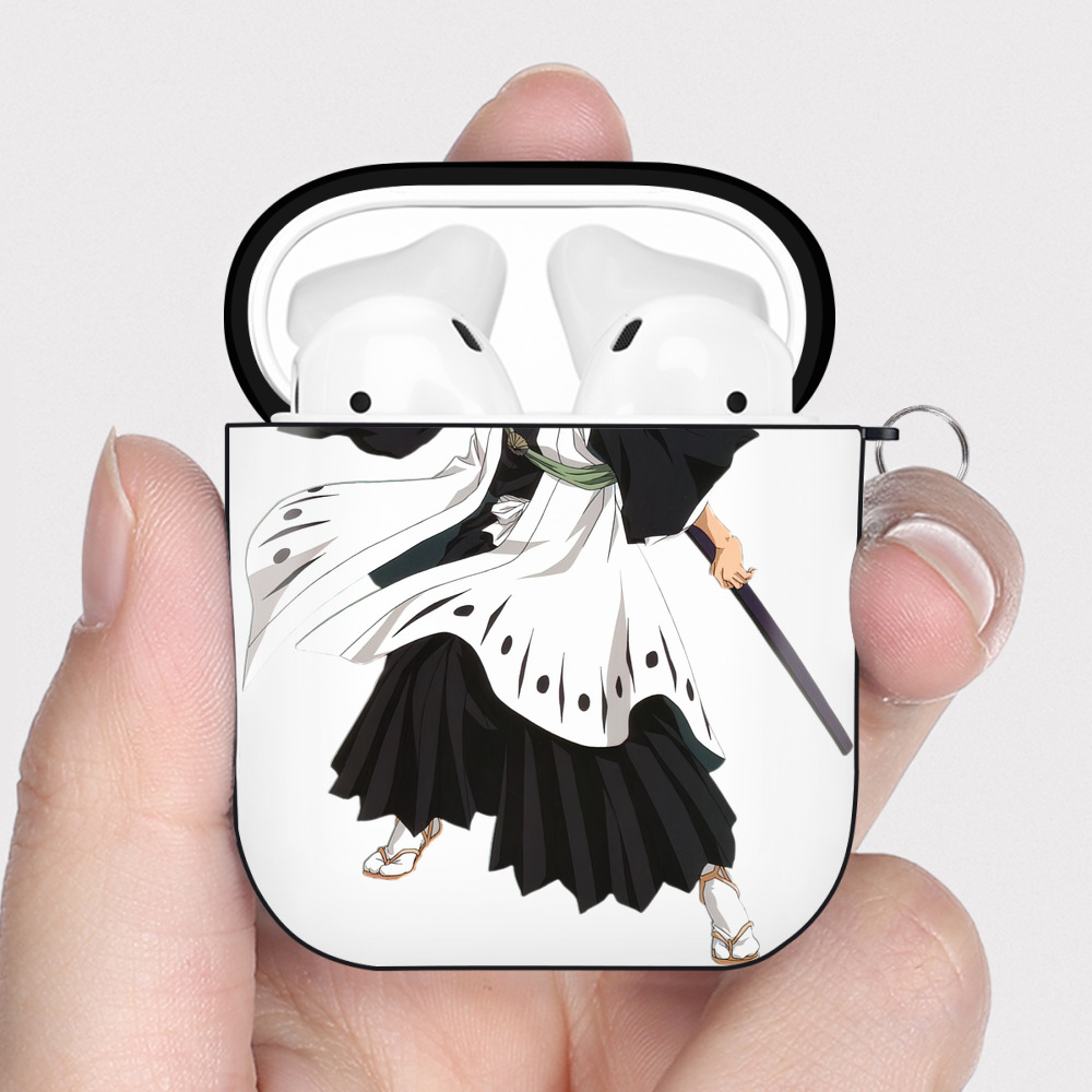 （画像用） ブリーチ 日番谷冬獅郎（ひつがや とうしろう） BLEACH Hitsugaya Toushirou AirPods 第2世代保護ケース ハードシェル ブラック 耐衝撃・防指紋・カラビナ付き