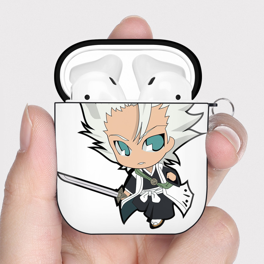 （画像用） ブリーチ 日番谷冬獅郎（ひつがや とうしろう） BLEACH Hitsugaya Toushirou AirPods 第2世代保護ケース ハードシェル ブラック 耐衝撃・防指紋・カラビナ付き