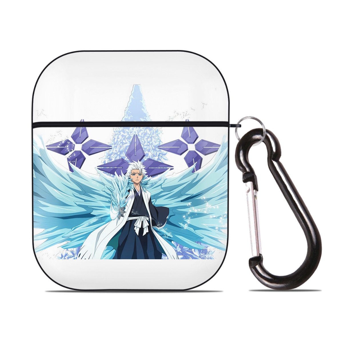 （画像用） ブリーチ 日番谷冬獅郎（ひつがや とうしろう） BLEACH Hitsugaya Toushirou AirPods 第2世代保護ケース ハードシェル ブラック 耐衝撃・防指紋・カラビナ付き