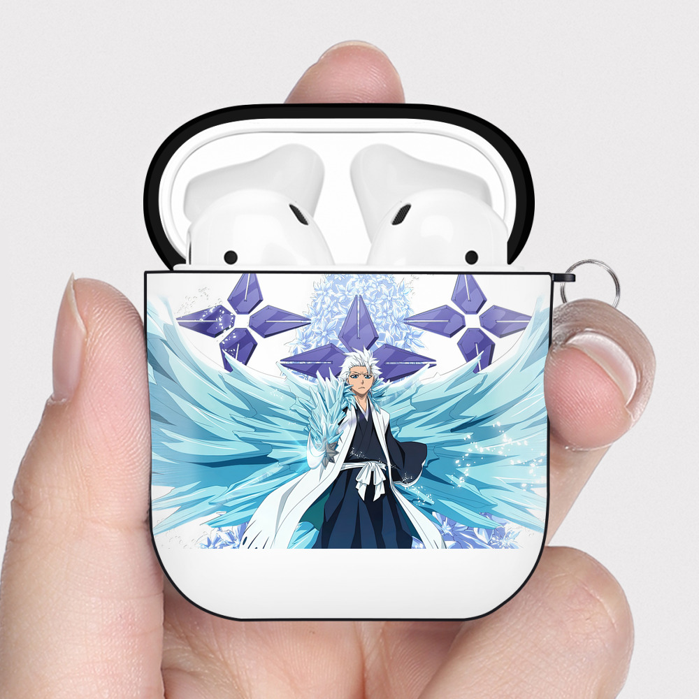 （画像用） ブリーチ 日番谷冬獅郎（ひつがや とうしろう） BLEACH Hitsugaya Toushirou AirPods 第2世代保護ケース ハードシェル ブラック 耐衝撃・防指紋・カラビナ付き