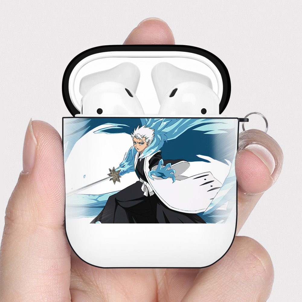 （画像用） ブリーチ 日番谷冬獅郎（ひつがや とうしろう） BLEACH Hitsugaya Toushirou AirPods 第2世代保護ケース ハードシェル ブラック 耐衝撃・防指紋・カラビナ付き