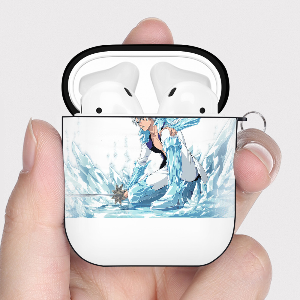 （画像用） ブリーチ 日番谷冬獅郎（ひつがや とうしろう） BLEACH Hitsugaya Toushirou AirPods 第2世代保護ケース ハードシェル ブラック 耐衝撃・防指紋・カラビナ付き
