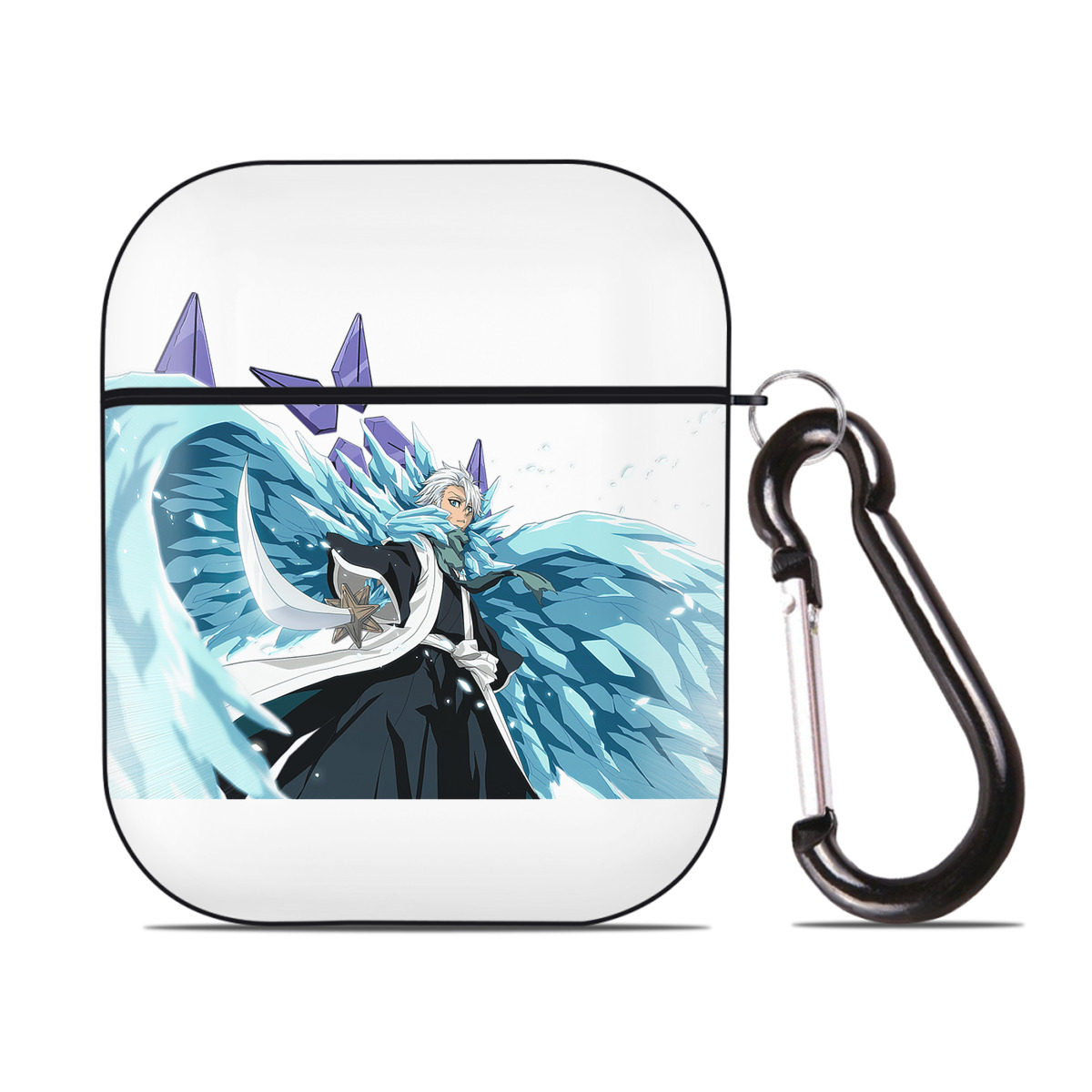 （画像用） ブリーチ 日番谷冬獅郎（ひつがや とうしろう） BLEACH Hitsugaya Toushirou AirPods 第2世代保護ケース ハードシェル ブラック 耐衝撃・防指紋・カラビナ付き